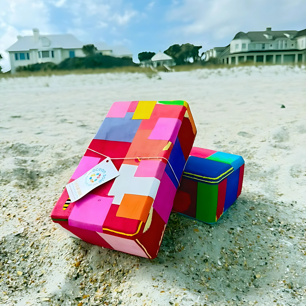 flip flop yoga bricks. colorful beach accessories. sustainable gifts for queenagers.