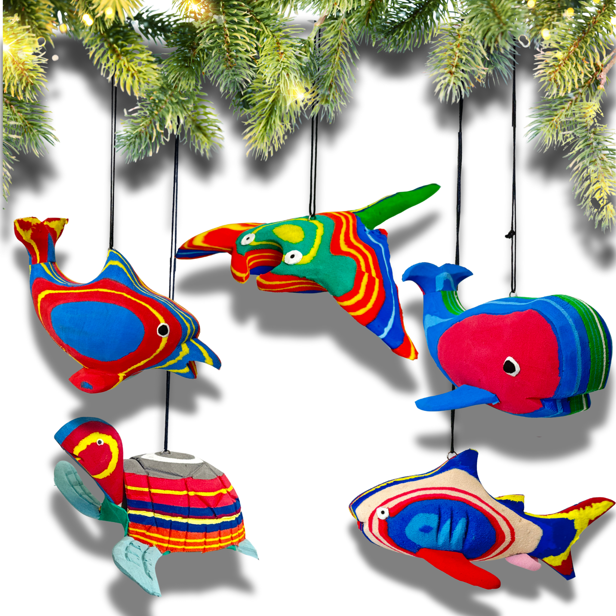 Set of 5 - Sea Animal Christmas Ornaments