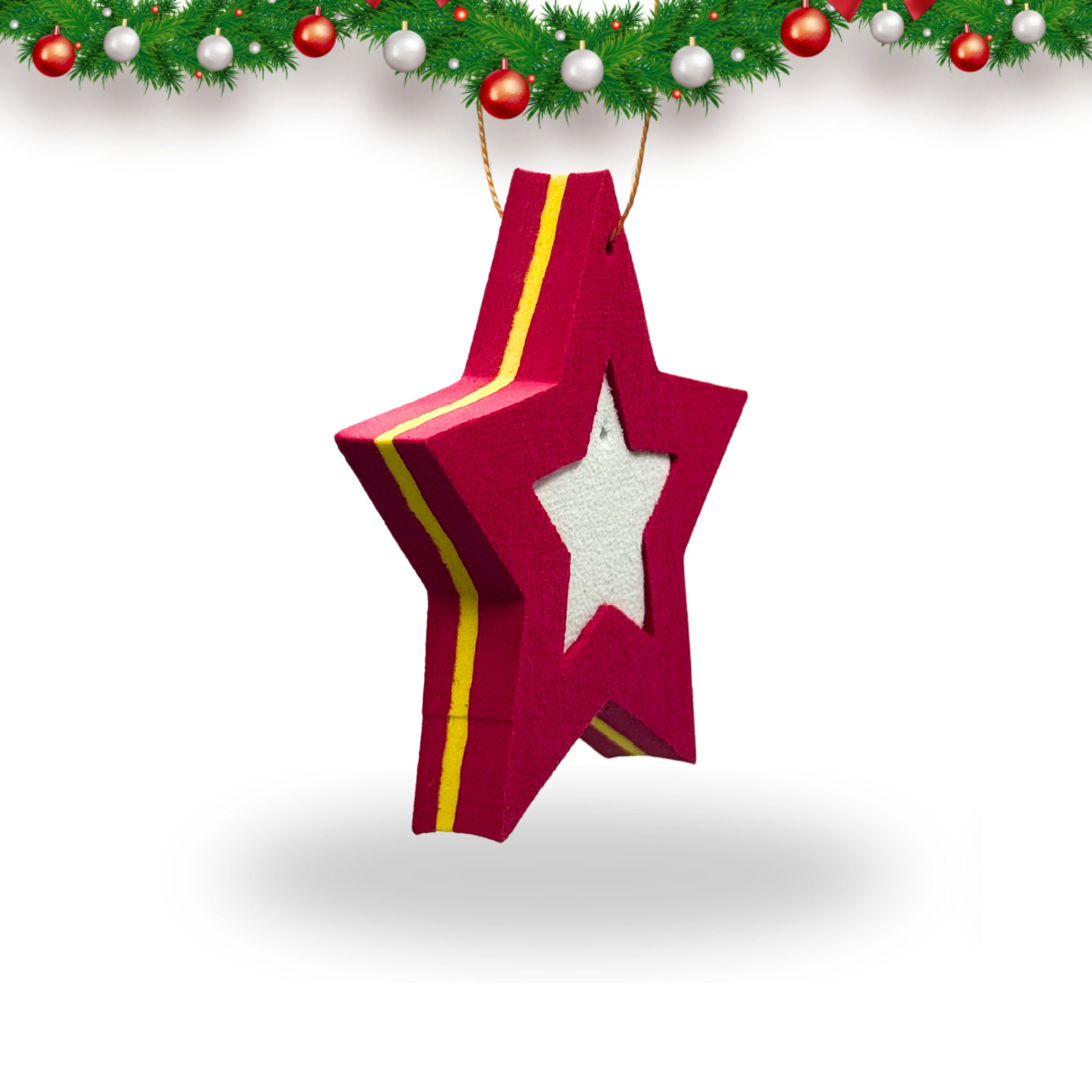 Star Hanging Christmas Ornament ~ Set of 3