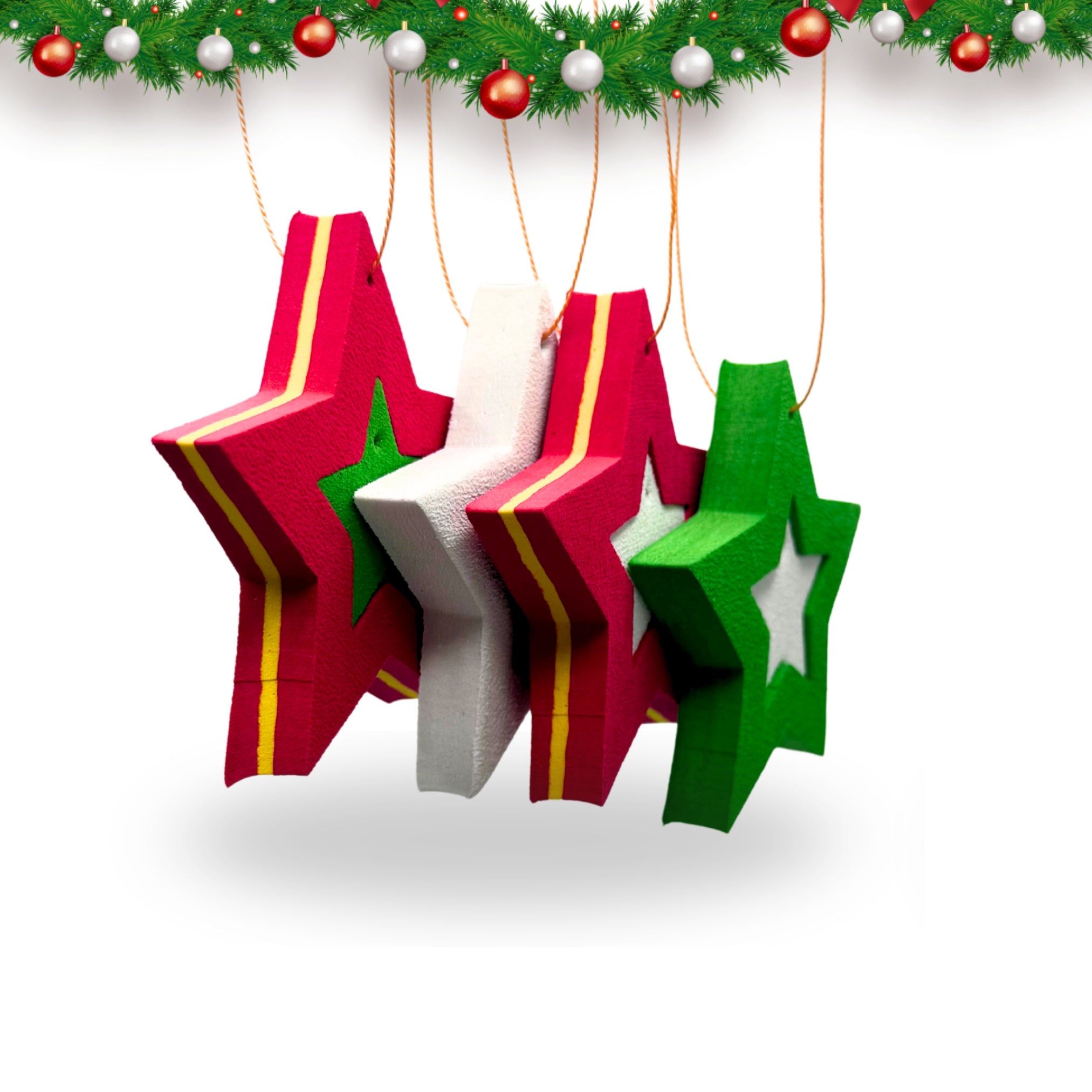 Star Hanging Christmas Ornament ~ Set of 3